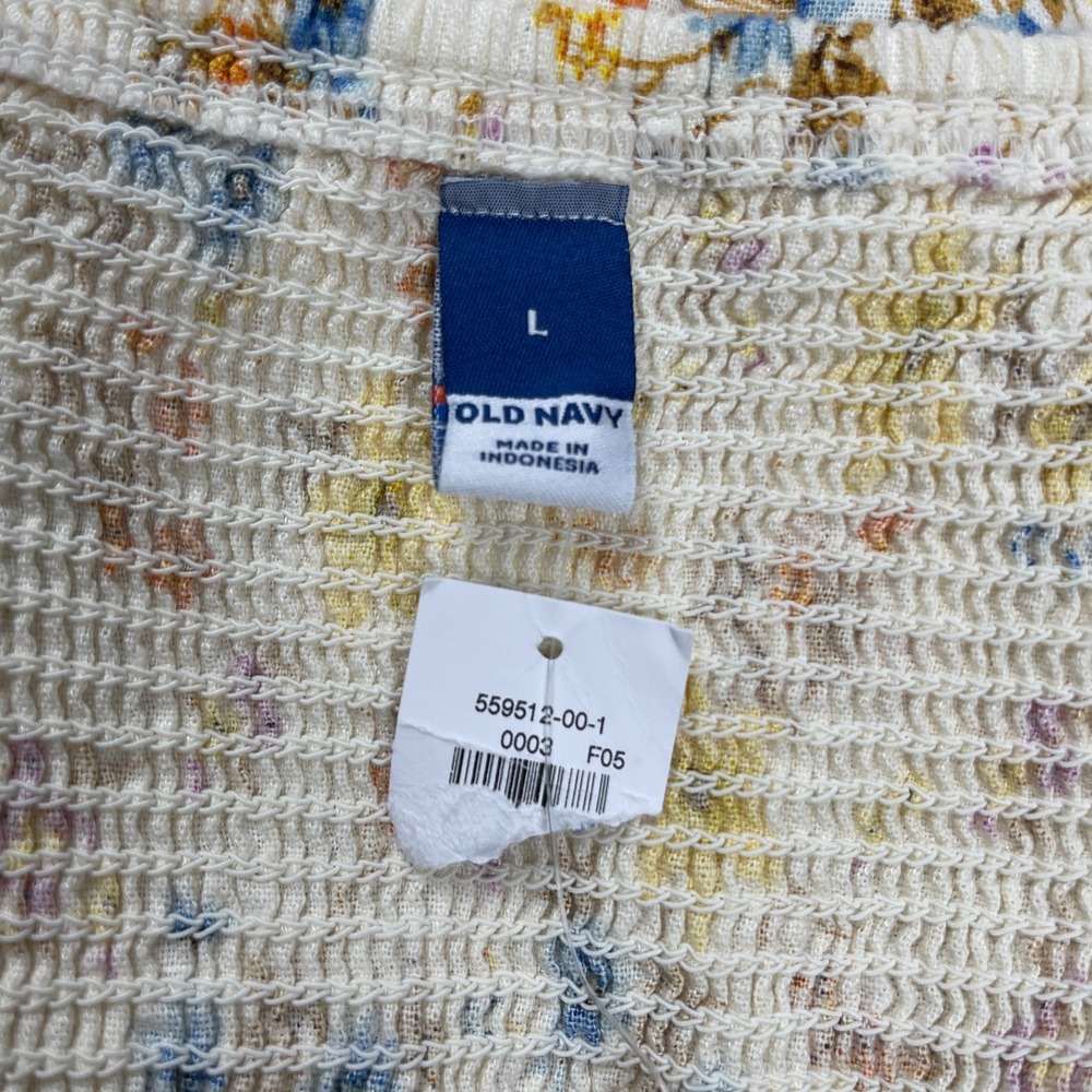 Old Navy Women's Mini Dress Large Floral Linen Blend Smocked Tie Strap Sundress - Picture 10 of 11